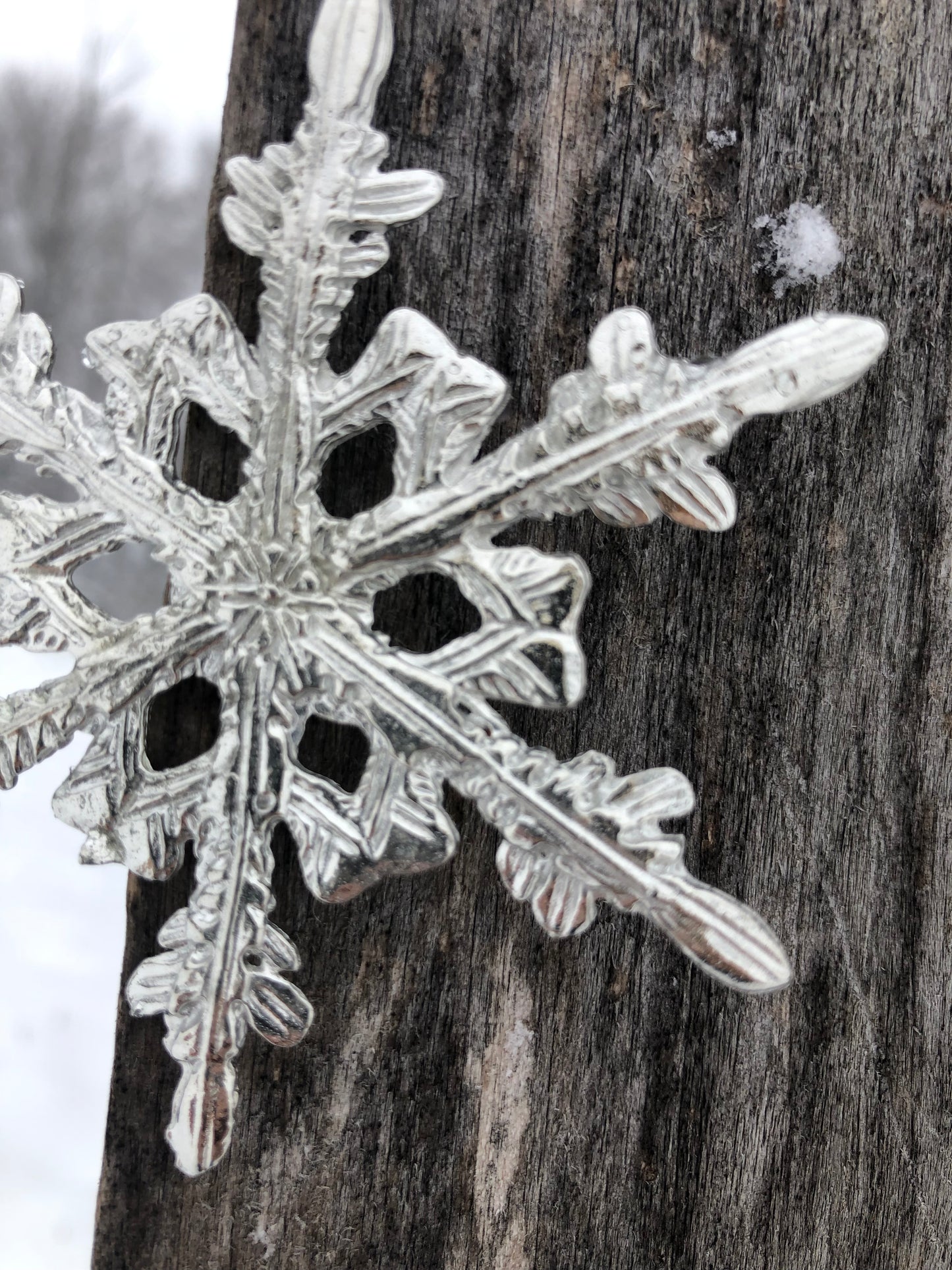 Large Pewter Snowflake Pendant w/ 26" Adjustable Rhodium Chain
