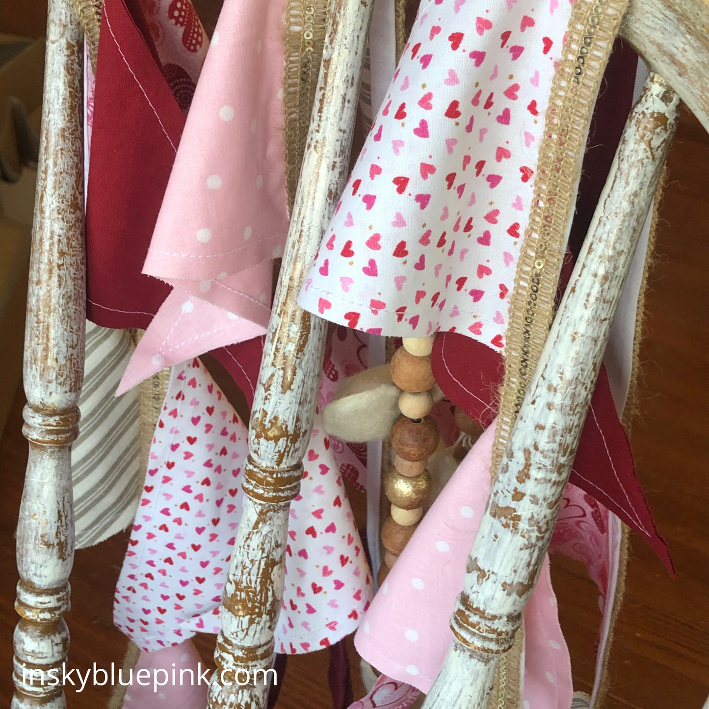 Valentine Hearts Farmhouse-Inspired Fabric Pennant Banner
