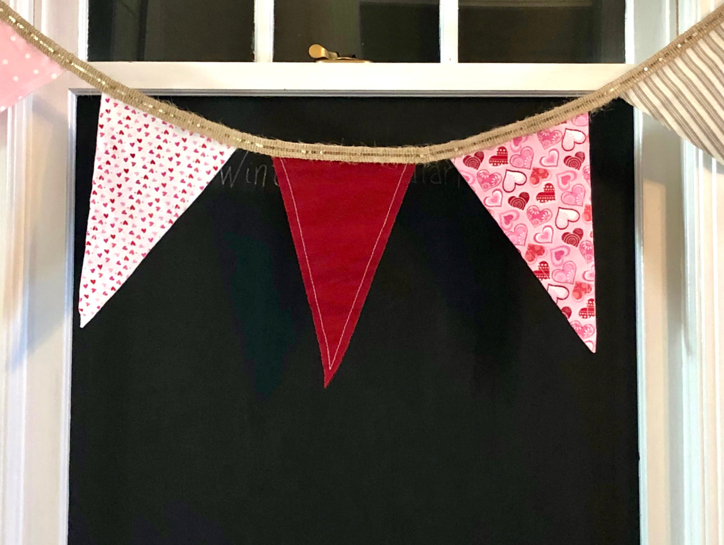 Valentine Hearts Farmhouse-Inspired Fabric Pennant Banner
